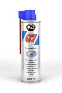 K2 07 500 ML - Produkt wielozadaniowy: likwiduje piski, smaruje, czyści, penetruje, chroni przed korozją.