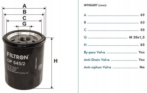 Filtron OP 545/2 Filtr oleju