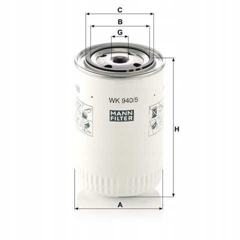 Mann-Filter WK 940/5 Filtr paliwa