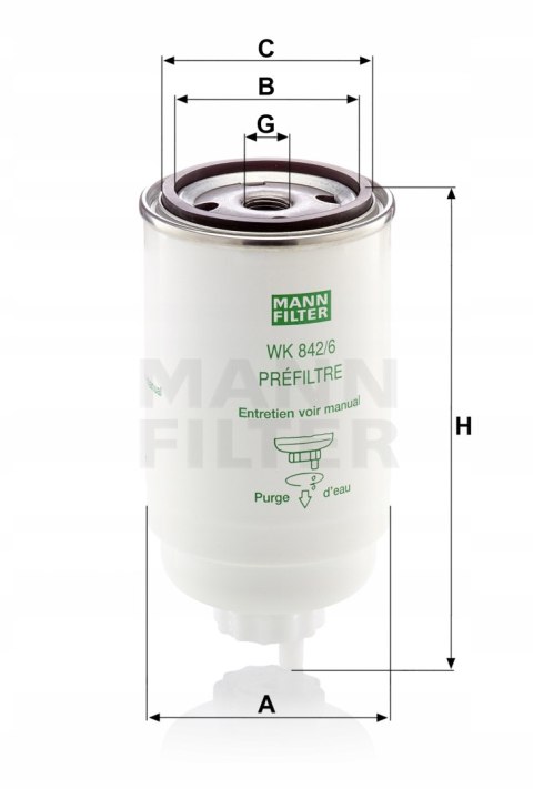 Mann-Filter WK 842/6 Filtr paliwa
