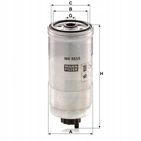 Mann-Filter WK 853/8 Filtr paliwa
