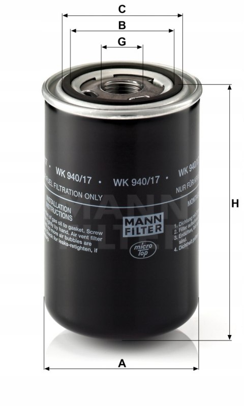 Mann-Filter WK 940/17 Filtr paliwa
