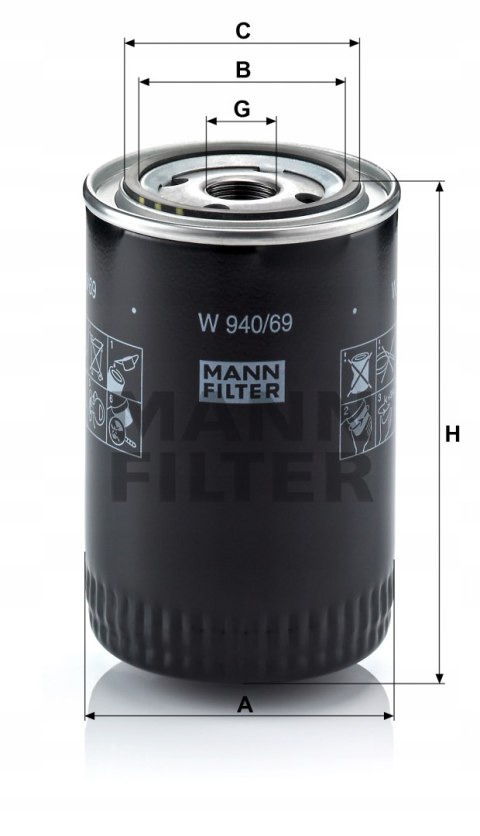 Mann-Filter W 940/69 Filtr oleju