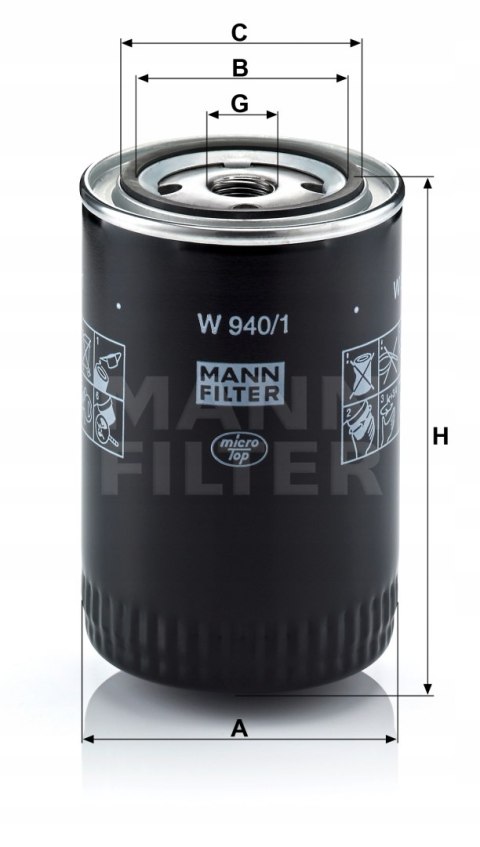 Filtr oleju MANN-FILTER W 940/1