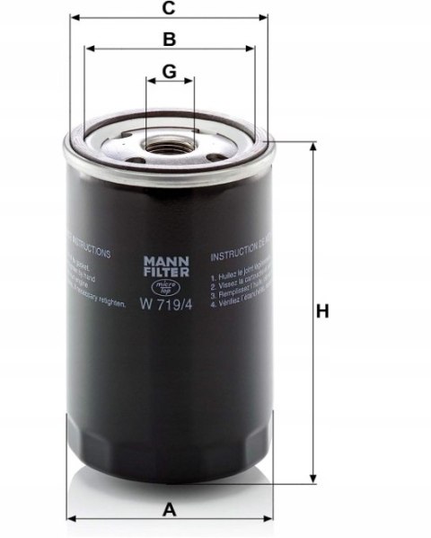 Mann-Filter W 719/4 filtr oleju przykręcany pasuje do: