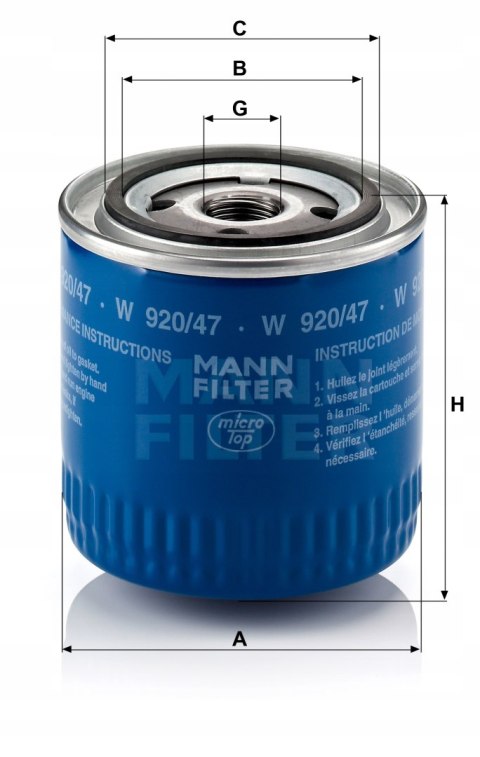 Mann-Filter W 920/47 Filtr oleju