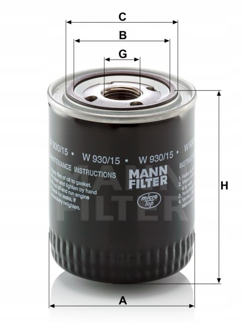 Mann-Filter W 930/15 Filtr oleju