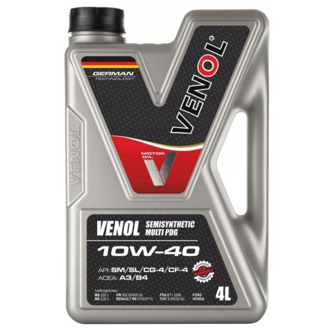 VENOL 10W-40 MULTI PDG SEMISYNTHETIC 4L