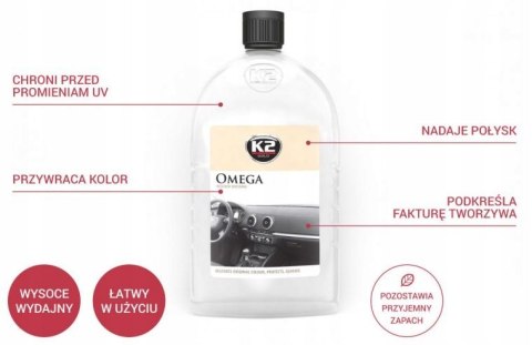 K2 OMEGA 500 ML - Żel do deski rozdzielczej ZESTAW