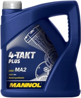 MANNOL OLEJ SILNIKOWY 4T PLUS 10W-40 4L (API SL, JASO MA/MA2) SEMISYNTETYK (7202)