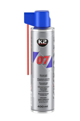 K2 07 400 ML - Produkt wielozadaniowy: likwiduje piski, smaruje, czyści, penetruje, chroni przed korozją.