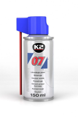 K2 07 150 ML - Produkt wielozadaniowy: likwiduje piski, smaruje, czyści, penetruje, chroni przed korozją.