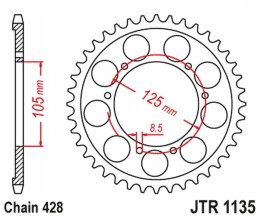 JT JT ZĘBATKA TYLNA APRILIA RX 125 E4 '18-19 (JTR1135.62)* (ŁAŃC. 428)
