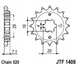JT Zębatka przednia Jt JTF1408,15