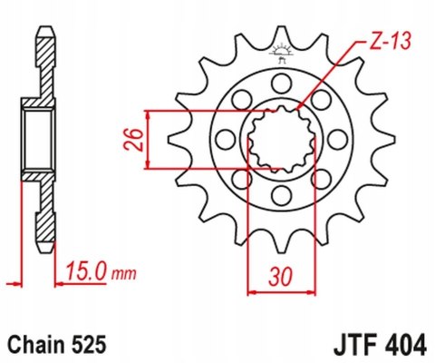 JT Zębatka przednia stal JT 525 z.14 JTF404,14