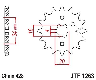 JT Zębatka przednia stal łańcuch 428 ilość zębów 13 SUZUKI RM, TF, TS;