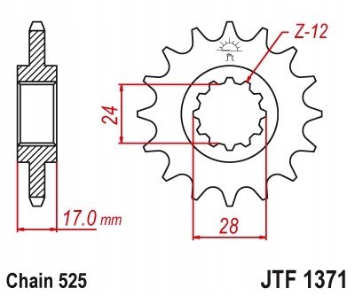 JT Zębatka przednia stal łańcuch 520 ilość zębów 13 KAWASAKI KFX; SUZUKI